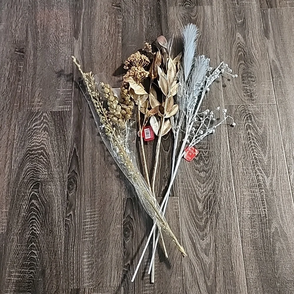 5x gold & silver Ashland faux floral Stems